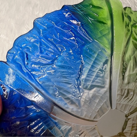 Vintage Mikasa Walther Rainbow Glass Curved Up Serving Plate 9" Sculpted Edge - Picture 7 of 7